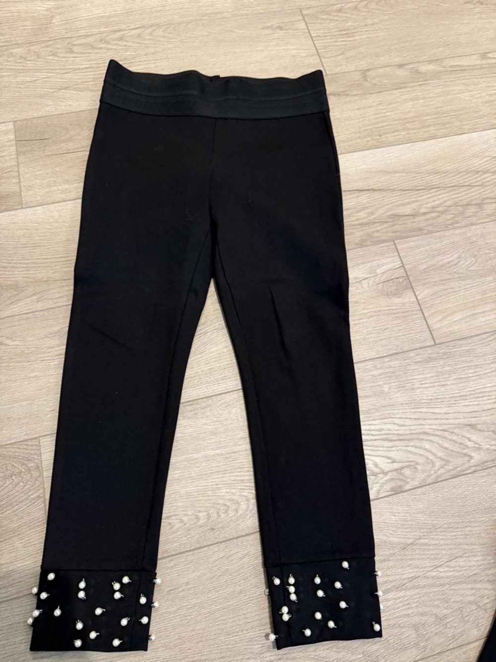 Zara Black Pearl-Accent Leggings